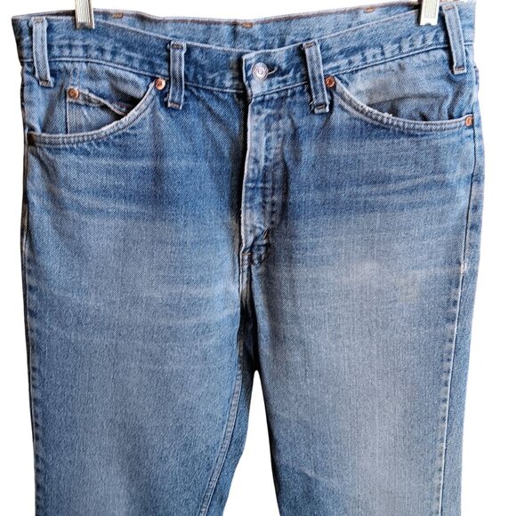 Vintage Mens Jeans 35x28 80s JC PENNEY PLAIN POCKETS CLASSIC Flare FLARE Jeans - Picture 1 of 8